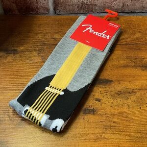 Fender Gray Guitar Design Men's Socks Size 7-12
